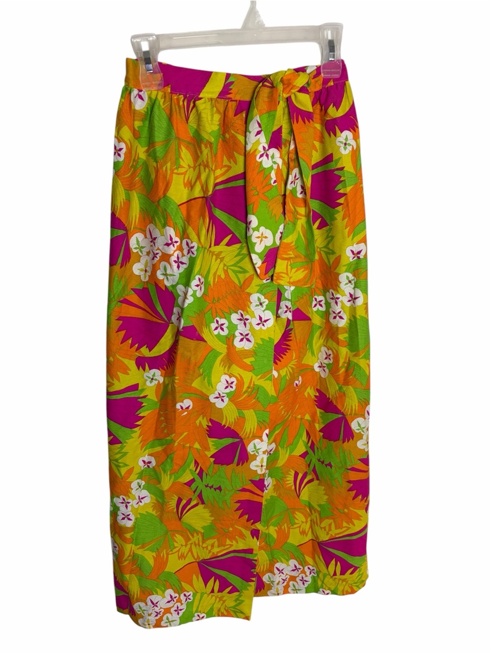 Vintage 60s/70s bright psychedelic Floral Tie-Waist Maxi Skirt size M